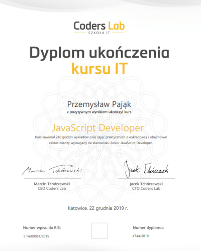 strona internetowa javascript